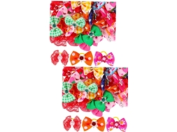 Conjunto De 100 Laços Cães E Gatos Com Elásticos, Decorações Multicoloridas Com Strass E Pérolas, Perfeitos