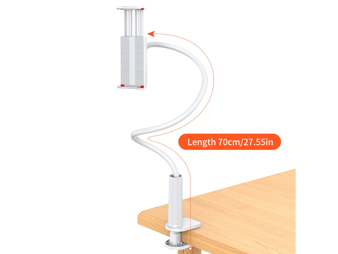 Suporte De Mesa Para Celular E Tablet Ing, Com Base Espiral (branco, 70 Cm).