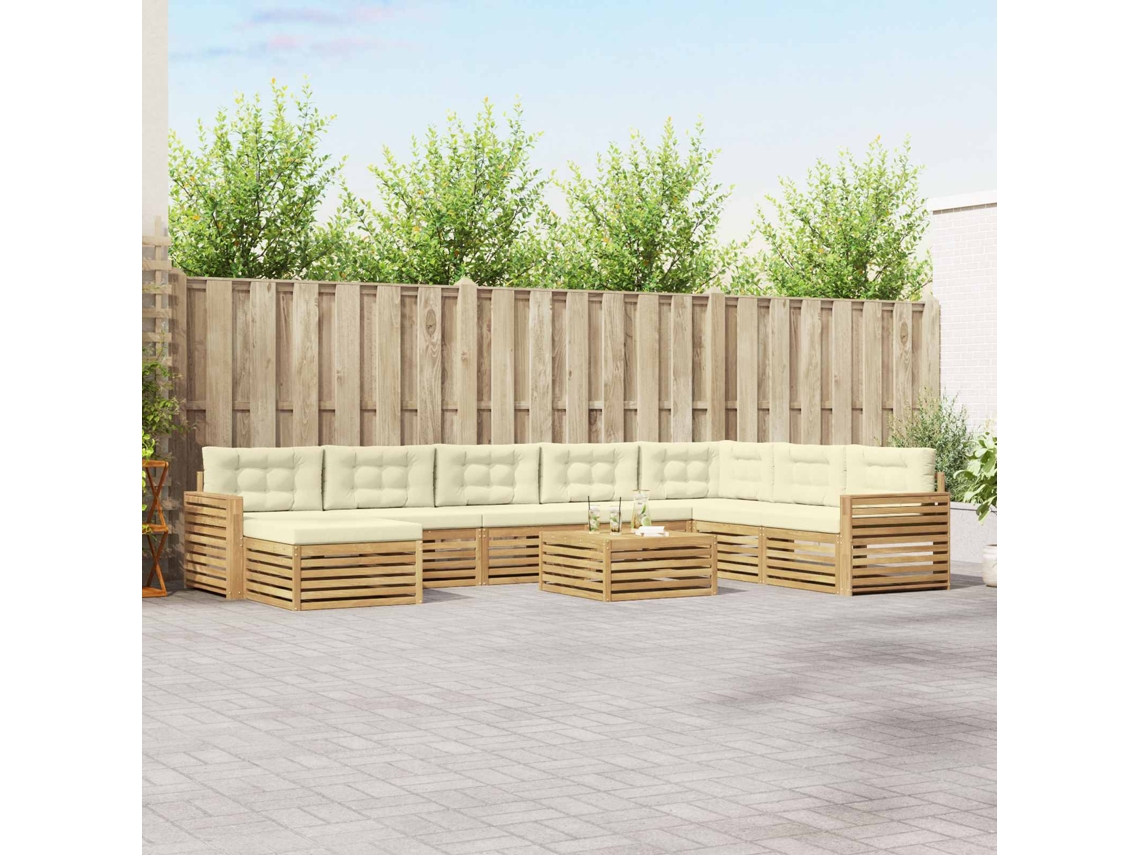 Vidaxl Conjunto De Sofás Para Exterior 9 Unid. Branco E Creme