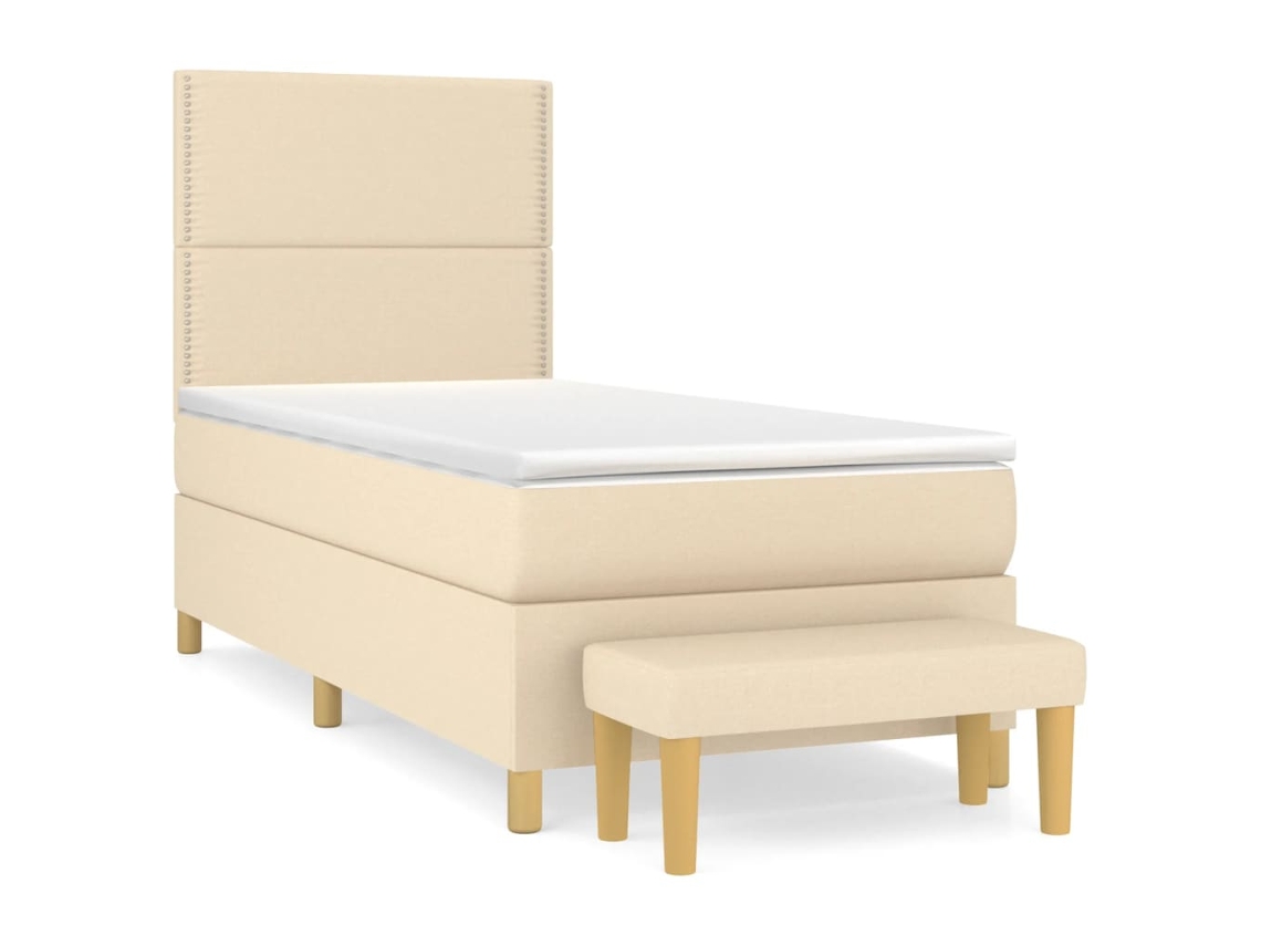 Box Spring Bed, Box Spring Beds Vidaxl Creme Tecido (100 X 200 Cm)