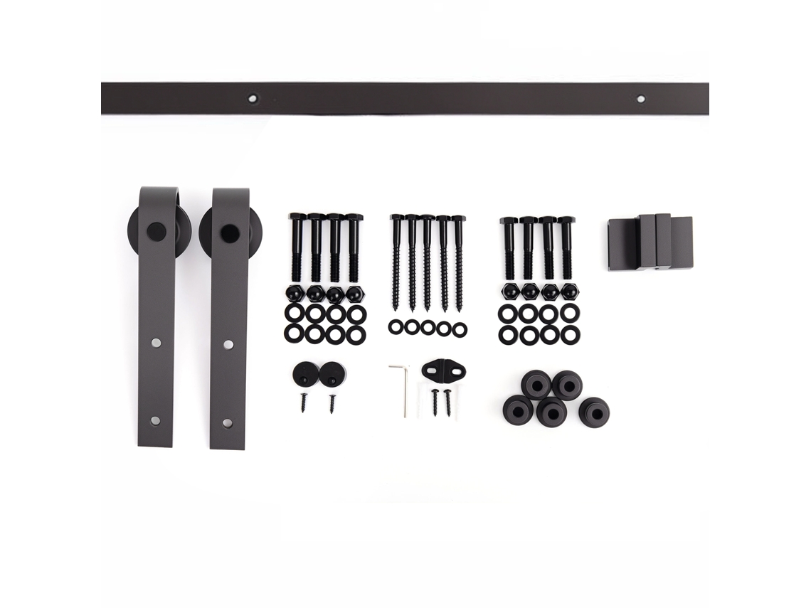 Kit para Porta de Correr de Madeira 200cm guia de Trilho com Parafusos,aço Carbono Marrom,carga Máx.90kg BTFORUS