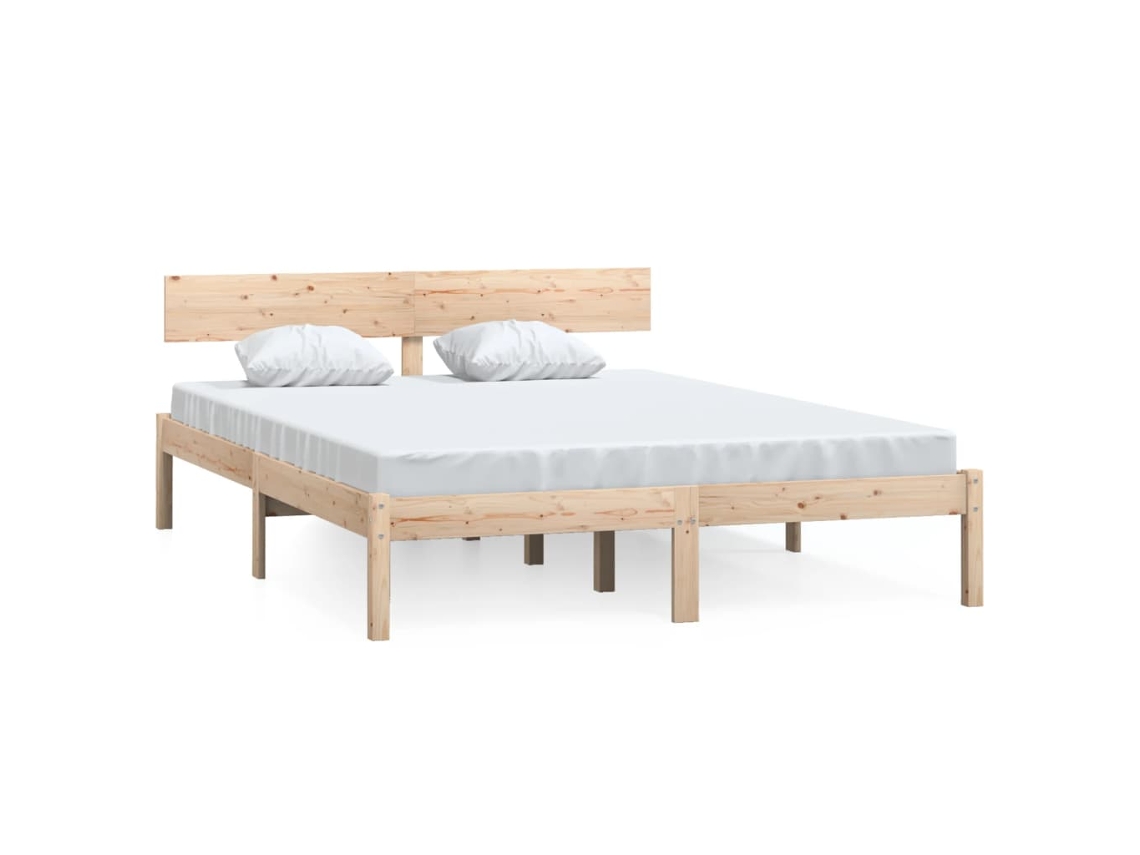 Bed Frame, Bed Frames Vidaxl Marrom Madeira De Pinho (150 X 200 Cm)