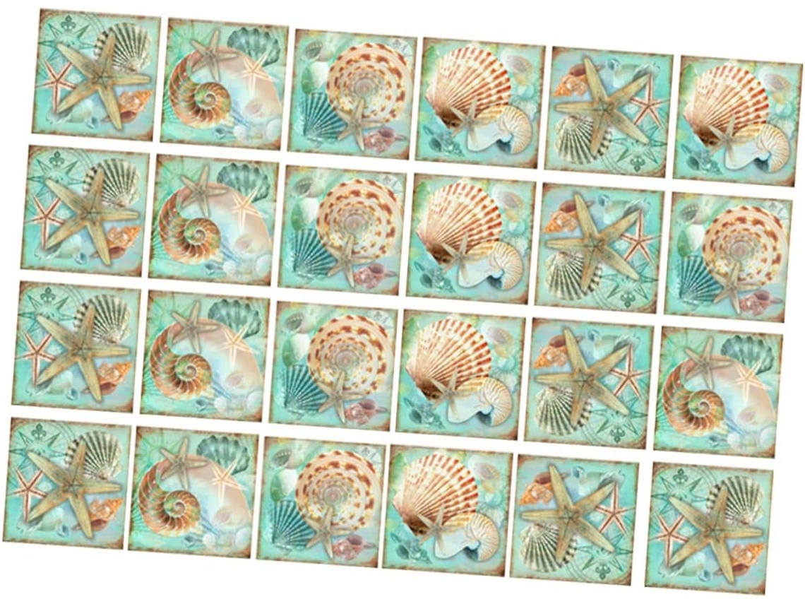Conjunto 24 Adesivos Decorativos Impermeáveis Estrelas Conchas Removíveis Azulejos Banheiro Cozinha Parede GOKOCO