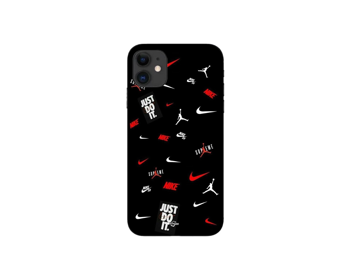 Capa Nike Jordan Blanc Rouge Fond para iPhone 12 MANIACASE Preto