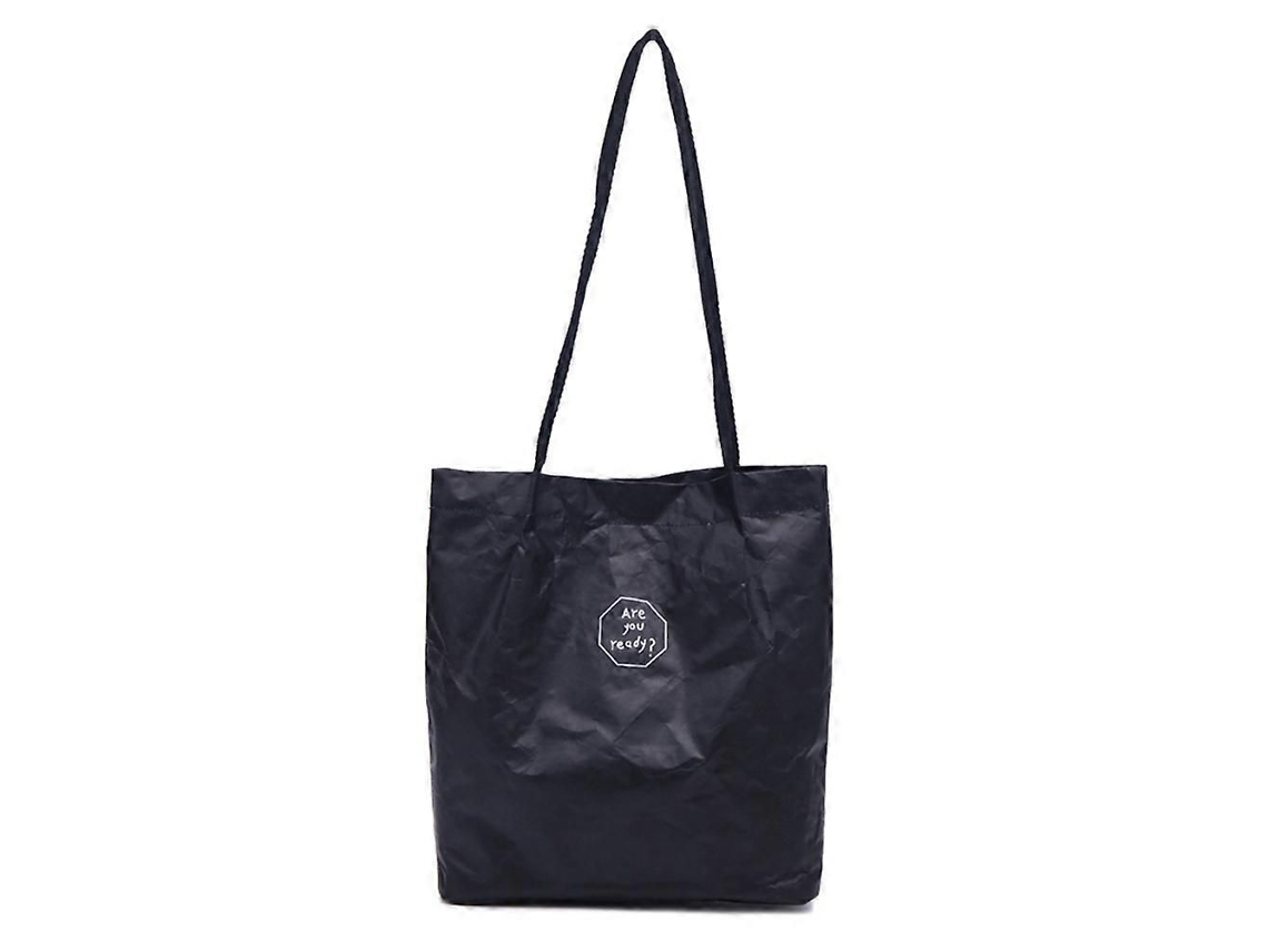 Bolsa Feminina Dobrável de Papel Kraft, Grande Capacidade, para Compras e Transporte GOKOCO (preta)