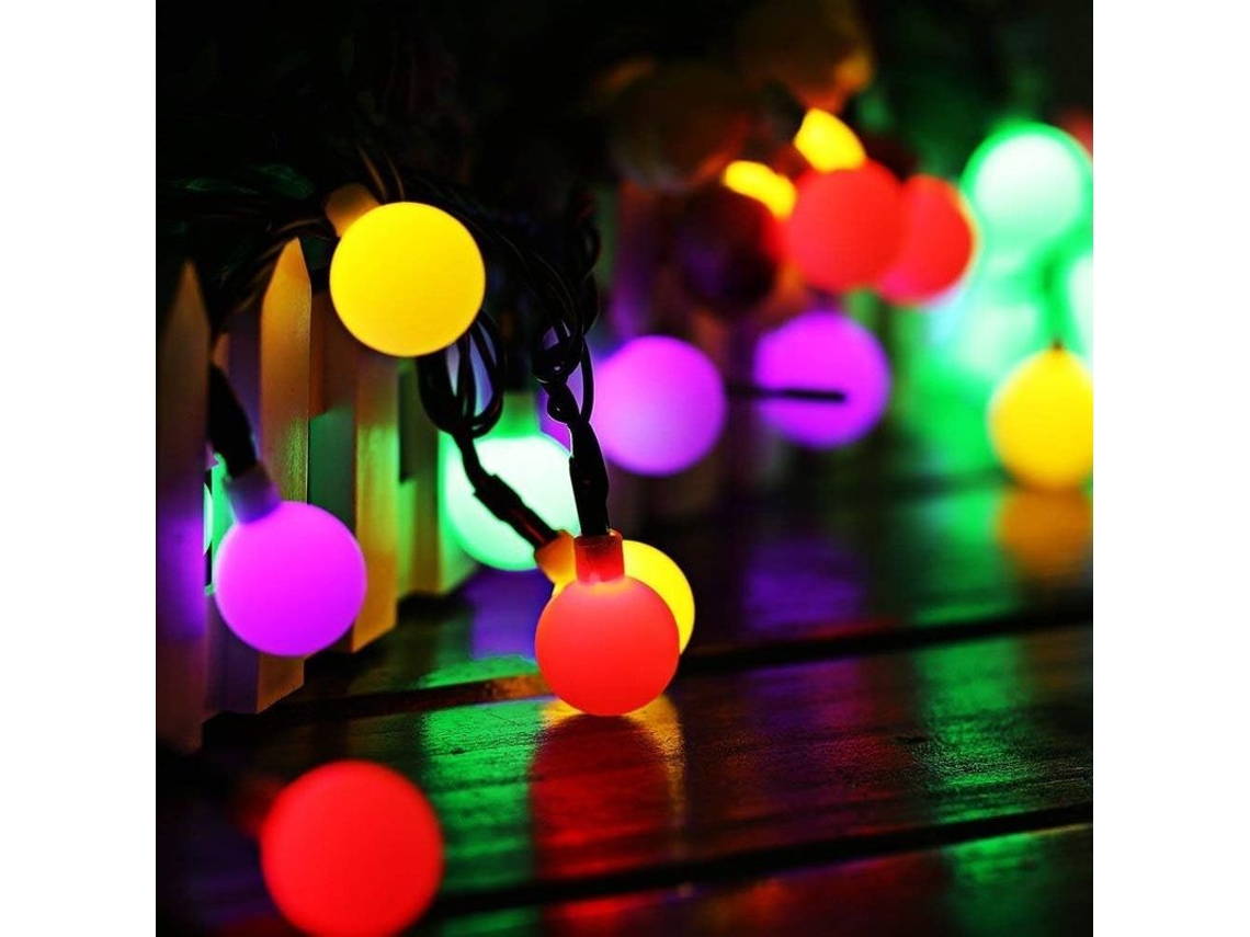 Luzes De Rope Solar Exteriores 50 Leds 7m Ip65 8 Modos Decorativas Para Jardim E Festas