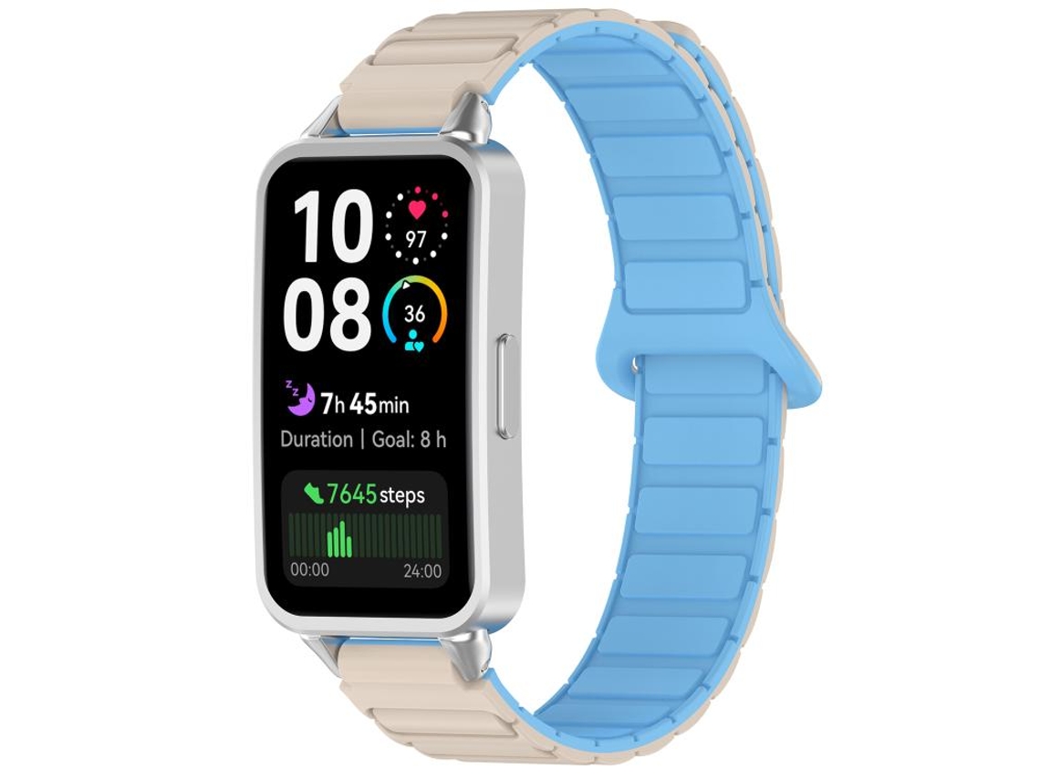 Bracelete para Huawei Band 10 / 9 / 8 Silicone Magnético Bicolor Branco Antigo, Névoa Azul XIAOMOYU