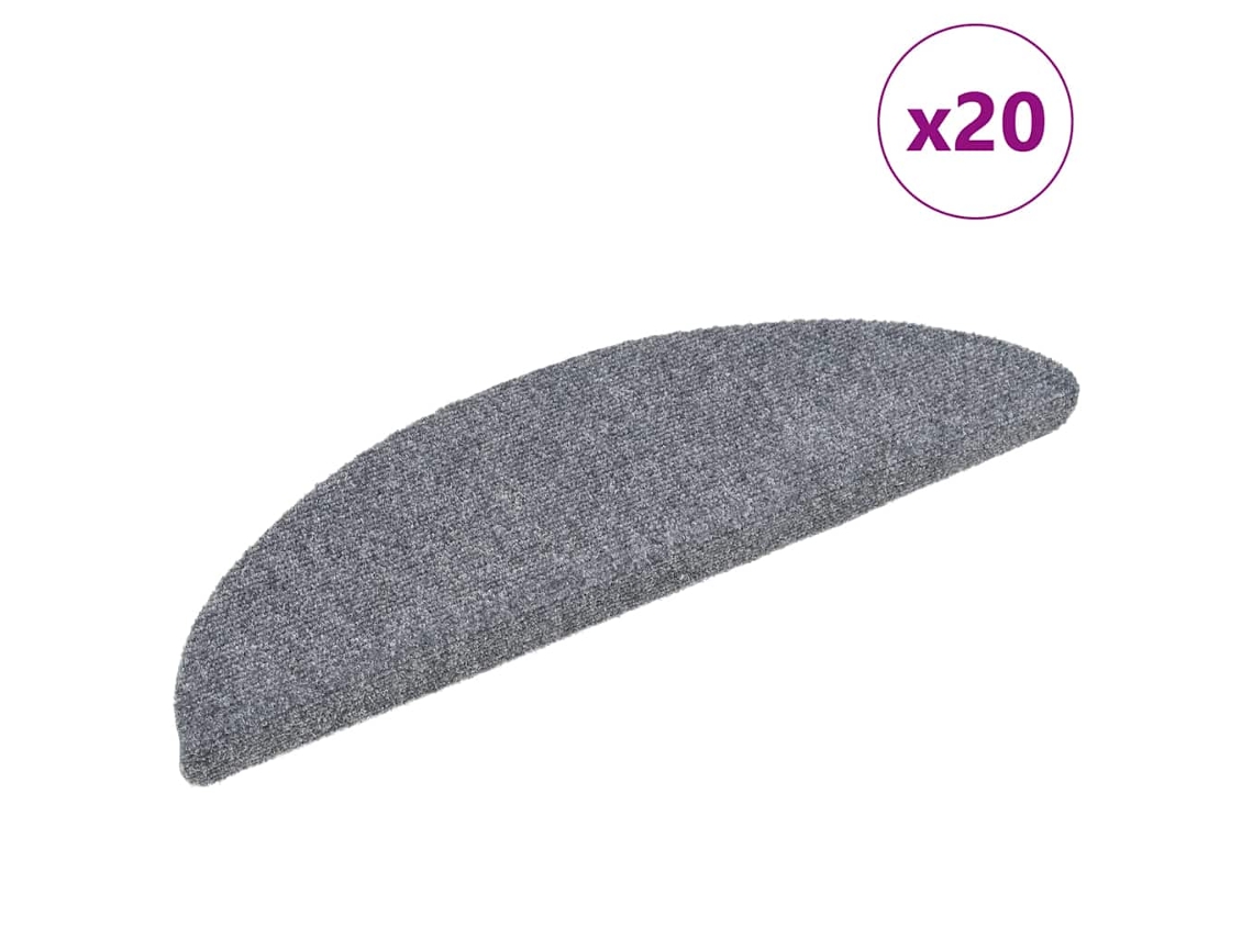 Vidaxl Tapetes De Escada Autoadesivos 20 Peças 56x17x3 Cm Cinza Claro Semicircular