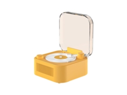 Caixa De Som Bluetooth Sem Fio Retrô, Mini Toca Discos Portátil De Mesa, Qualidade De Som Hi Fi Amarela Sfushos