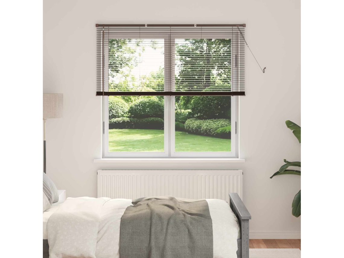 Vidaxl Cortina Veneziana Marrom Escuro Com Padrão 150 X 150 Cm 25 Mm