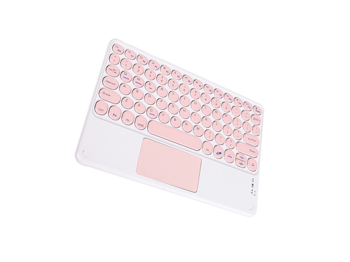 Teclado Bluetooth Com Teclas Redondas E Touchpad - Compatível Com Ipad, Tablets E Smartphones Rosa