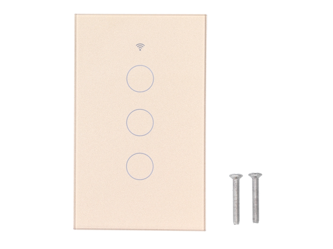 Interruptor de Luz Inteligente Touch 3 Gang com Controle Remoto Tuya Zigbee 100 240v Ouro Primerox S/MARCA