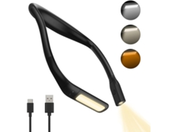 Luminária De Leitura Pescoço Em Led Com Brilho Ajustável E 3 Cores,