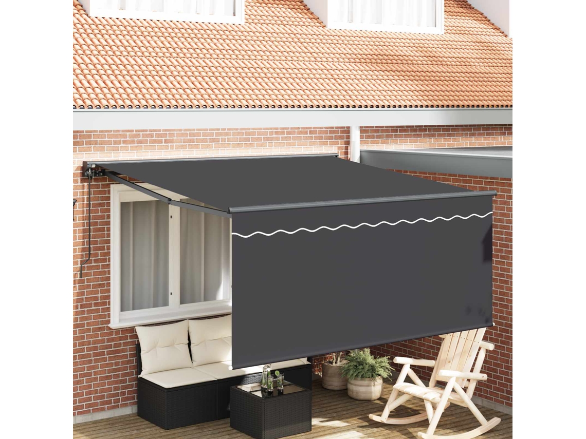 Vidaxl Toldo Retrátil Antracite 350 X 250 Cm Poliéster E Alumínio