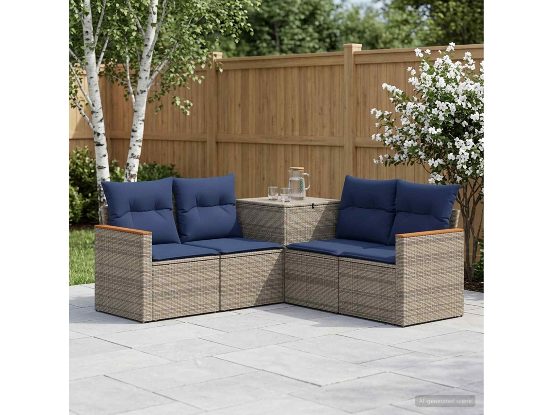 Vidaxl Conjunto De Sofás 5 Unid. Cinza E Azul Marinho