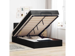 Vidaxl Cama Otomana Com Colchão 120x190 Cm Tecido Preto
