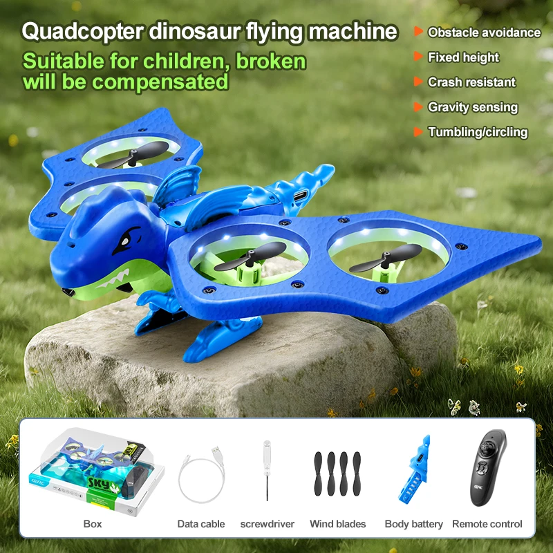 Mini Drone Robô Voador Dinossauro Brinquedo MDUG (azul)