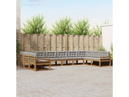 Vidaxl Conjunto De Sofás Para Exterior 10 Unid. Cinza Natural E Claro