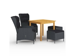 Conjunto De 5 Peças De Jantar Para Jardim Cinzento Escuro Dkd Home Decor