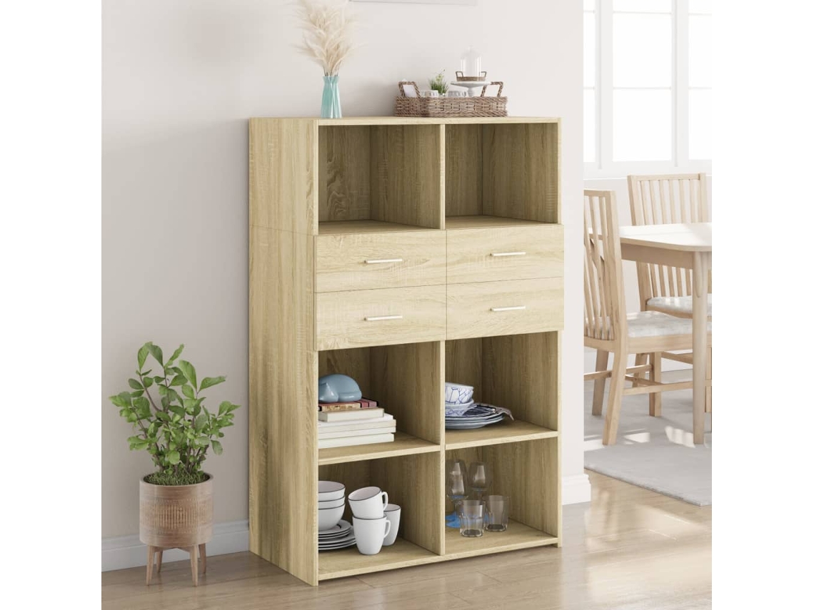 Armario alto 80x42,5x124cm Derivados de madera de roble Sonoma