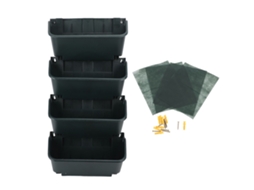 Conjunto de 4 vasos verticais Primerox de plástico para parede com suspensos para jardim e varanda