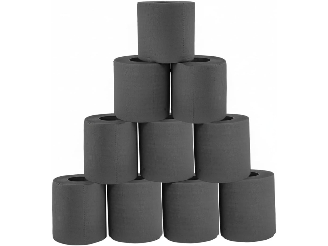 Papel Higiênico De 4 Folhas, Rolo Com 10 Unidades, Preto, Celulose Virgem, Para Uso Doméstico E Comercial