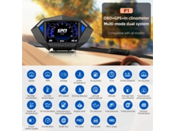 Smart Car Inclinometer Gps Speed Obd Voltage Water Temp Alarm Display