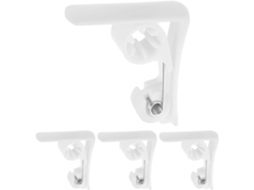 Conjunto de 4 prendedores de toalha de mesa de plástico branco, ideais para piqueniques e eventos. Resistentes ao ar livre.