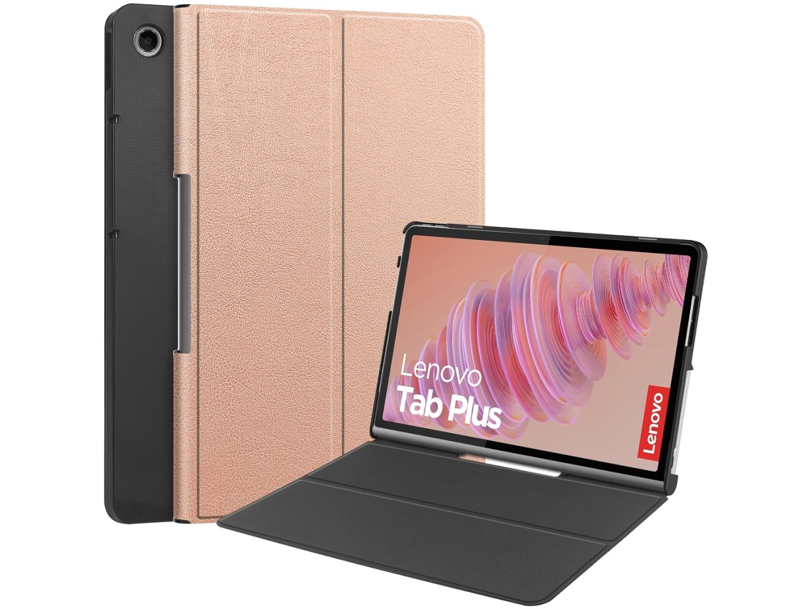 Capa Dupla Para Lenovo Tab Plus Na Cor Ouro Rosa