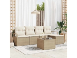 Vidaxl Conjunto De Sofás 6 Unid. Bege E Creme Vime Pe