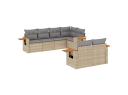 Conjunto de 7 Sofás para Jardim com Almofadões Vime Pe Bege MAISON EXCLUSIVE (7 pcs)