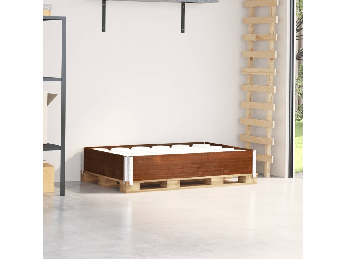 Vidaxl Colar Para Paletes 120x80 Cm Madeira De Pinho Maciça Castanho