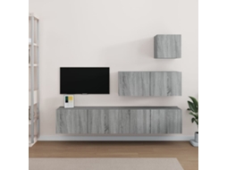 Conjunto Móveis de Armário Tv 4 Pcs Madeira Processada Sonoma Cinza