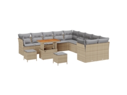 Conjunto 13 Sofá De Jardim Vidaxl Bege Vime Pe (90 X 55 X 71 Cm)