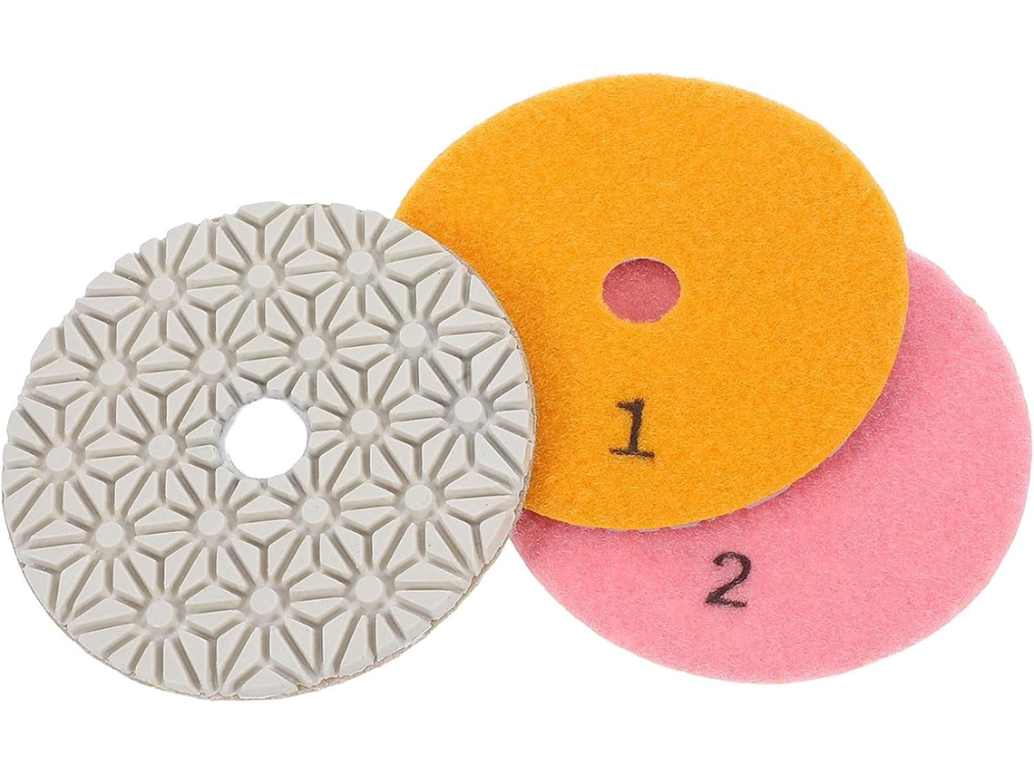 Kit De Polimento Úmido 3 Peças Para Pedra E Mármore, Com Discos Nylon
