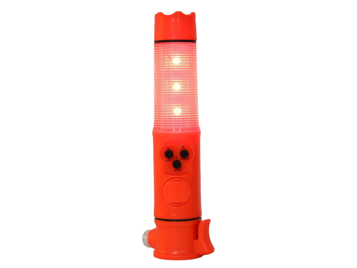 Martillo De Seguridad Multifuncional 6 En 1 Com Luz Led E Alarme Piscante Para Escape De Carros E Quebravidros