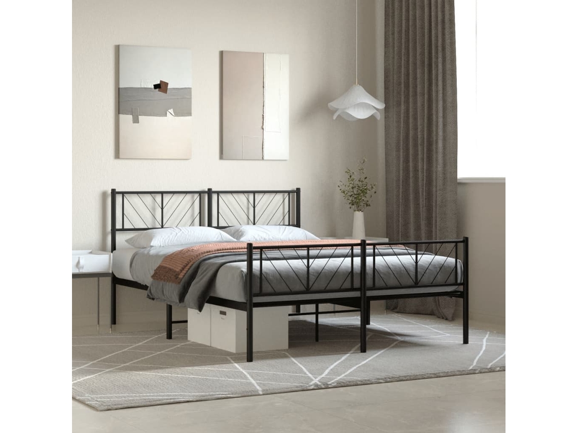 Estrutura De Cama Sem Colchão Com Pés 160x200 Cm Preto
