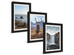 Composição De Quadros Paisagens De Montanha Com Cachoeira Espelharte (3 Peças 20x30 Cm)
