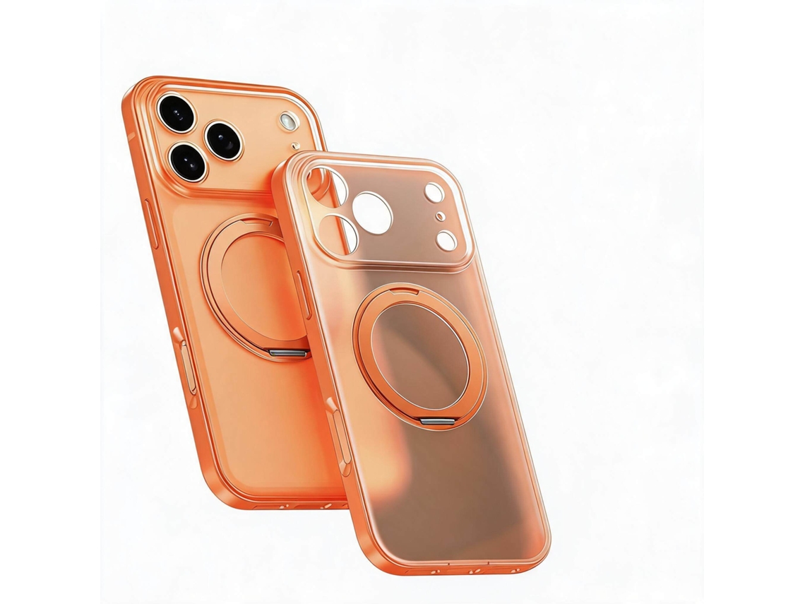 Capa para iPhone 17 Pro Max em silicone sólido com suporte MagSafe E 360° Digitallab (laranja)