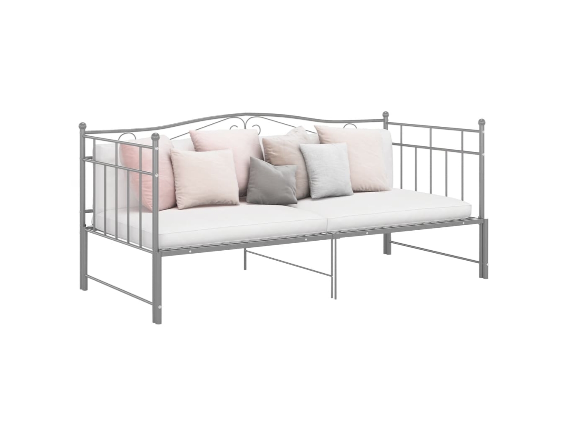 Vidaxl Estrutura Sofá-cama De Puxar 90x200 Cm Metal Cinzento