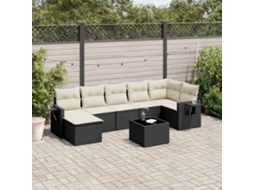 8 Pcs Conjunto Sofás De Jardim Com Almofadões Vime Pe Preto Dkd Home Decor