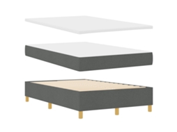 Conjunto 1 Cama Box Vidaxl Cinzento Poliéster (200 X 120 Cm)