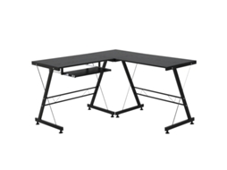 Mesa De Escritório Moderna Preta, Escrivaninha Angular Em L Ou Reta Com Suporte Para Teclado, Mdf E Metal Bga Store