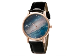 Relógio de pulso de quartzo para casal com estampa de estrela em strass, estilo casual, preto.