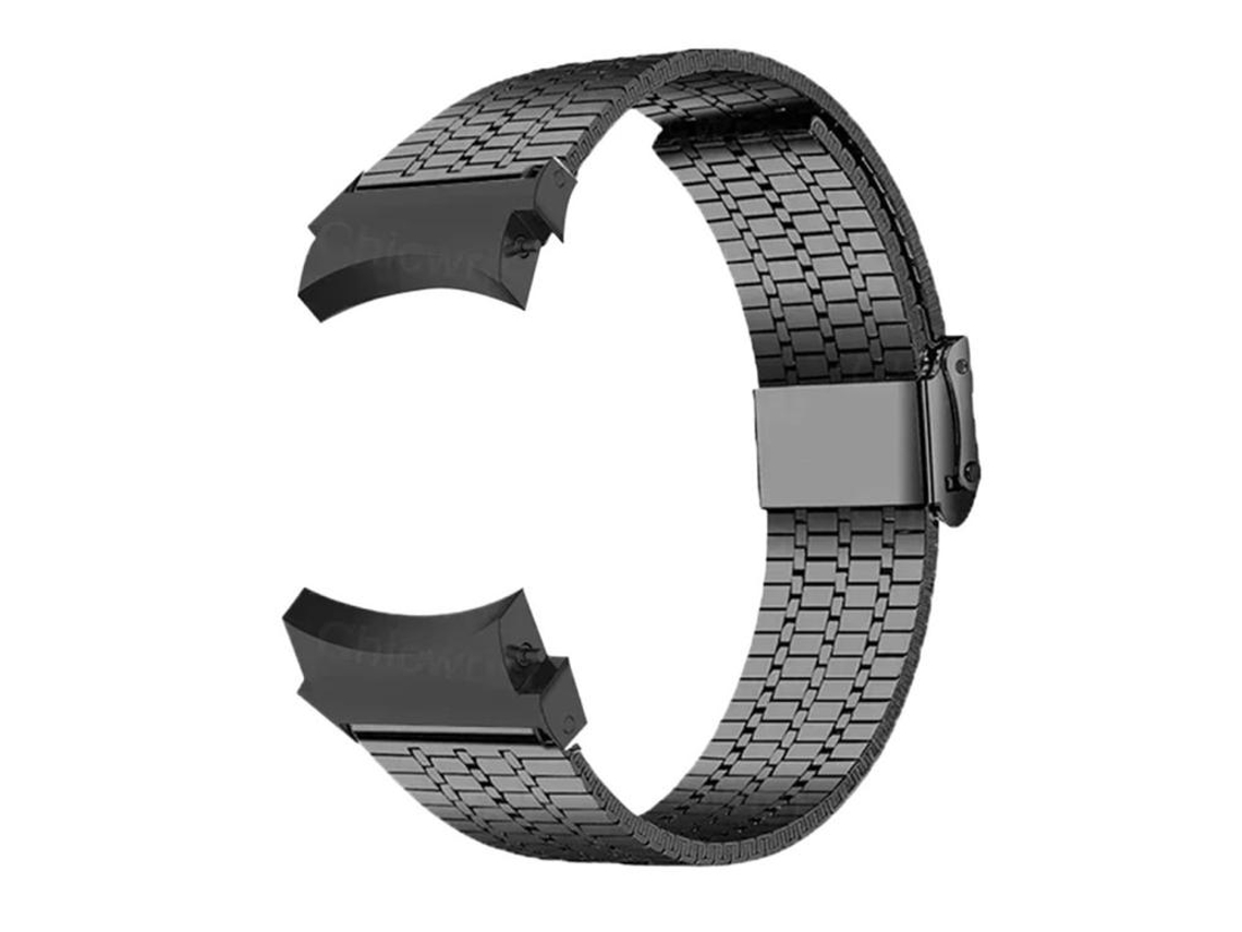 Bracelete para Samsung Galaxy Watch 7/6/5/4 XIAOMOYU em aço inoxidável com fivela sete contas preta