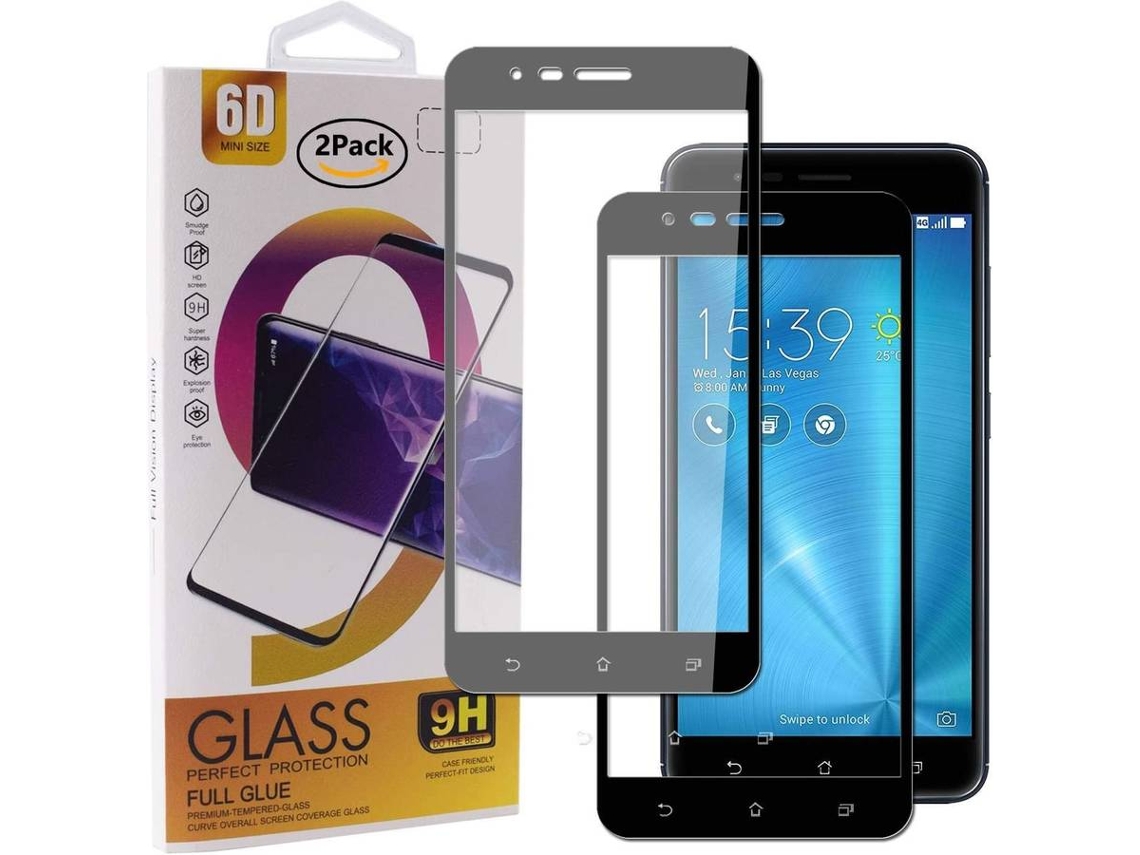 Película Vidro Temperado Asus Zenfone 3 Zoom S ZE553KL HONGWE. Cobertura Completa Preto