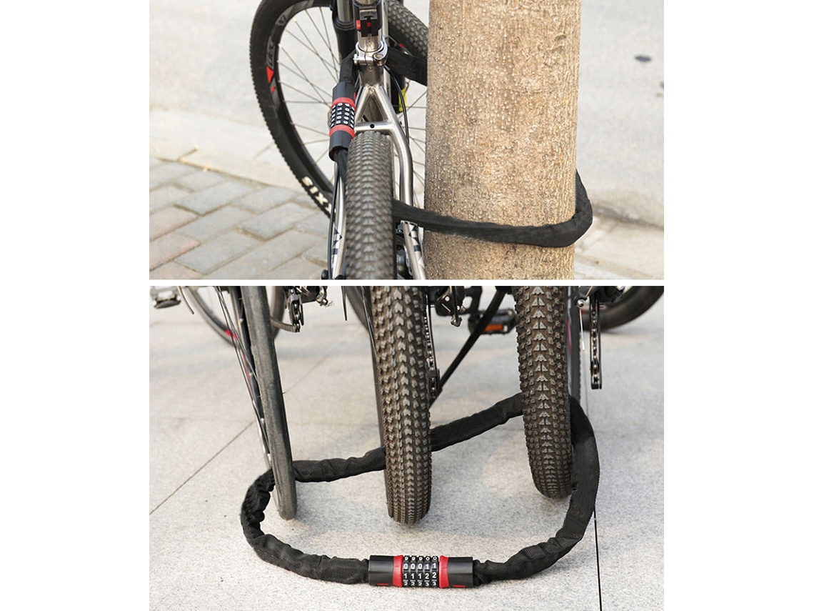 Lurelia Cadeado Bicicleta, Antirroubo, Código, Vermelho, 60cm