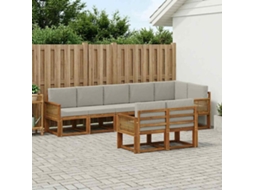 Vidaxl Conjunto De Sofás Para Exterior 8 Pcs Natural E Cinzento-claro
