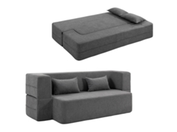 Sofá Cama Espuma 2 Lugares 2 Almofadas 360kg Cinza