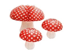 Nova Line 3 Lanternas de Papel em Forma de Cogumelo Grande para Decoração de Festa Temática Floresta/jungle